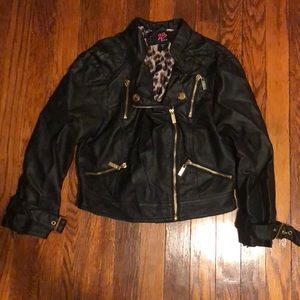 Black faux leather biker jacket